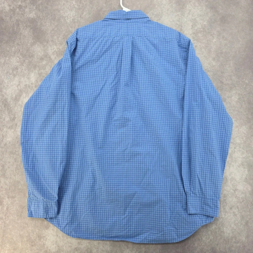Polo Ralph Lauren Mens XXL Long Seeve Button Down Shiry Blue White Check